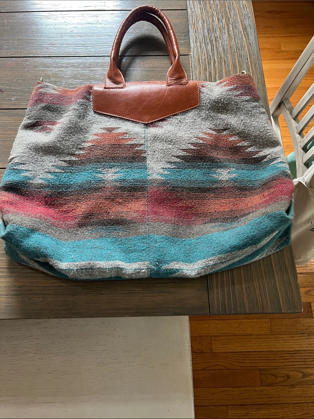 Sole Society Multicolor Southwestern Tote with Brown Leather Handles